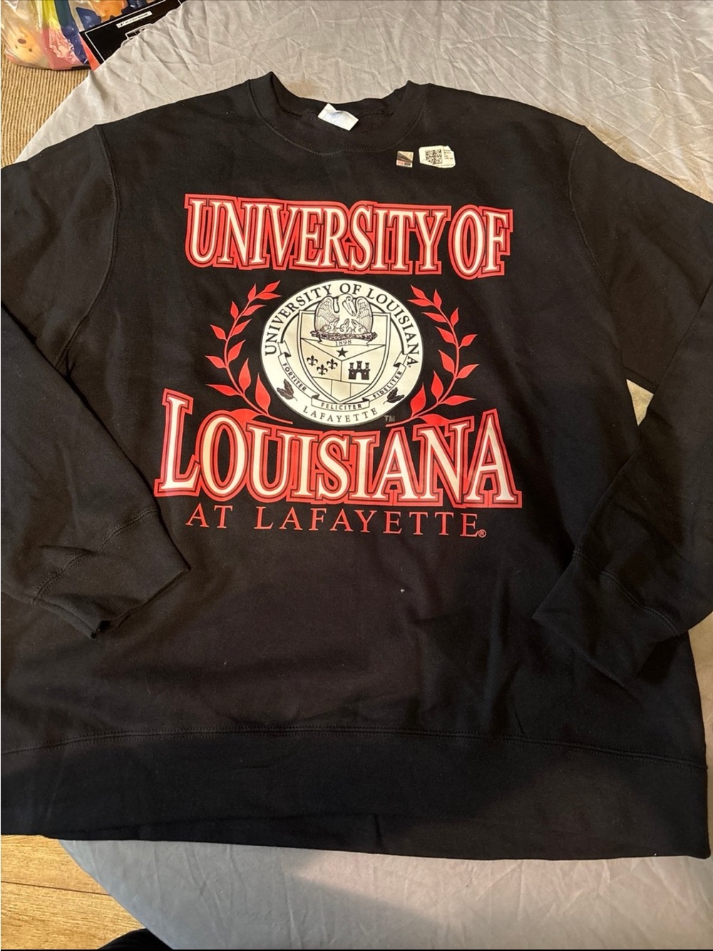 University of Louisiana at Lafayette Black Crewneck Sweatshirt